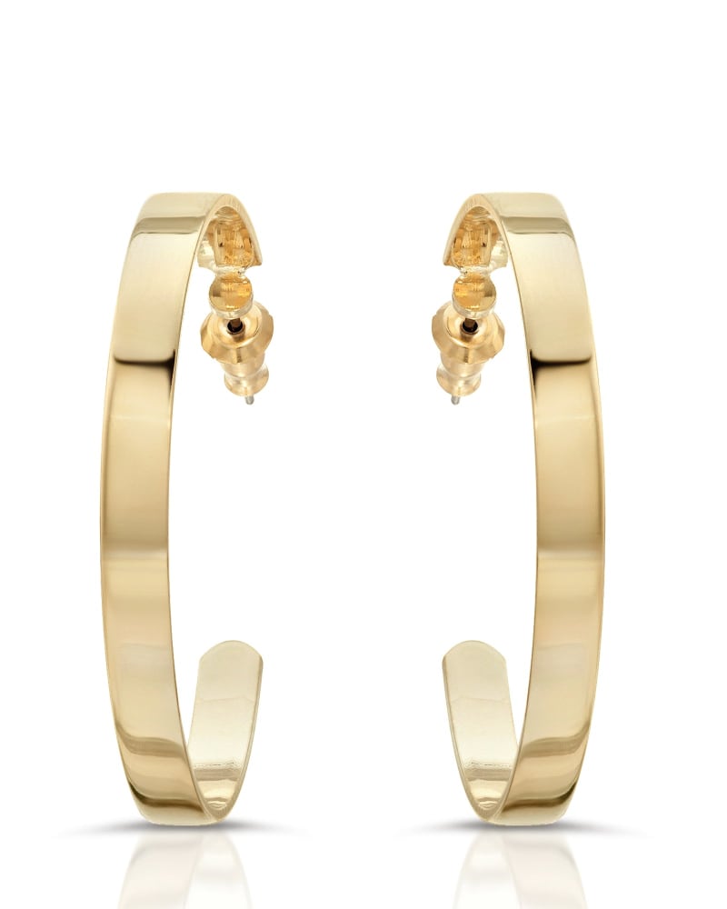 Front of a size one-size-fits-all 2" Isla Hoops Gold in Gold by Eklexic. | dia_product_style_image_id:282954
